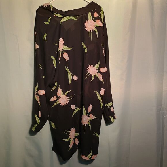 Blair Collection Black Floral Tunic Top – Long Sleeve Blouse - Picture 4 of 4